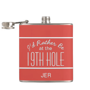 Funny 19th Hole Golfer Sports Monogrammed Drink Hip Flask