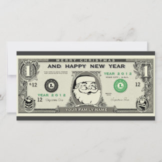 Funny 1$ Santa, New Year & Christmas Photo Card