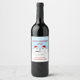 Funny 2020 Just Roll With It   Happy Holidays Wine Label