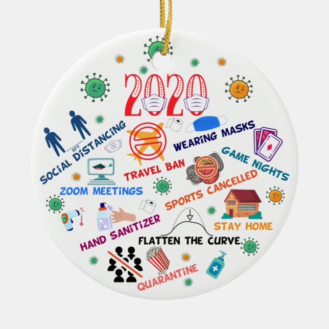 funny 2020 pandemic christmas ceramic tree decoration (Front)