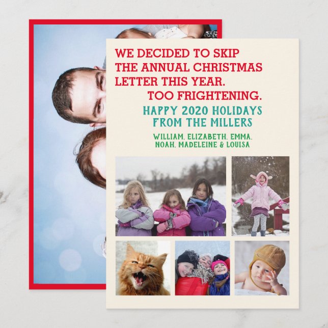 Funny 2020 Skip Christmas Letter Family Photos Holiday Card (Front/Back)