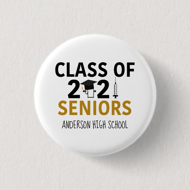 Funny 2021 Graduation Pandemic Humour Senior 3 Cm Round Badge (Front)