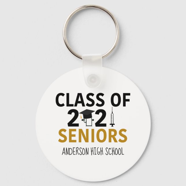 Funny 2021 Graduation Pandemic Humour Senior Key Ring (Front)