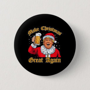 Funny 2024 Christmas Trump Drink Beer Trump Santa 6 Cm Round Badge