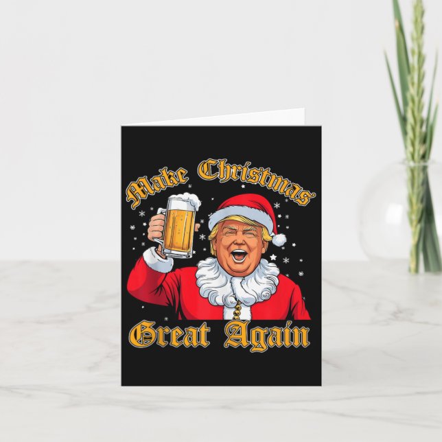 Funny 2024 Christmas Trump Drink Beer Trump Santa  Card (Front)
