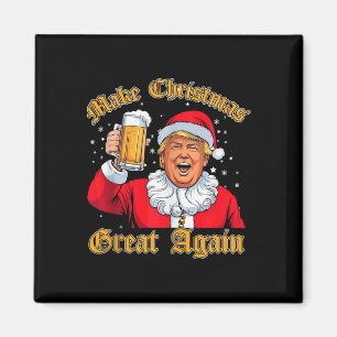 Funny 2024 Christmas Trump Drink Beer Trump Santa Magnet