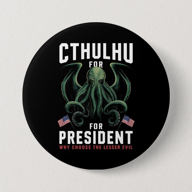 Funny 2024 Elections Cthulhu for President  7.5 Cm Round Badge (Front)