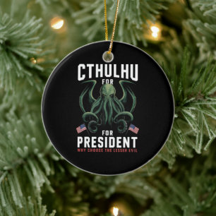 Funny 2024 Elections Cthulhu for President  Ceramic Tree Decoration