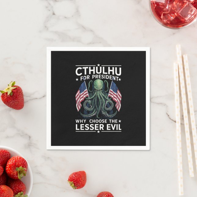 Funny 2024 Elections Cthulhu For President  Napkin (Insitu)