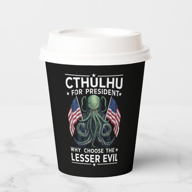 Funny 2024 Elections Cthulhu For President  Paper Cups (Front)