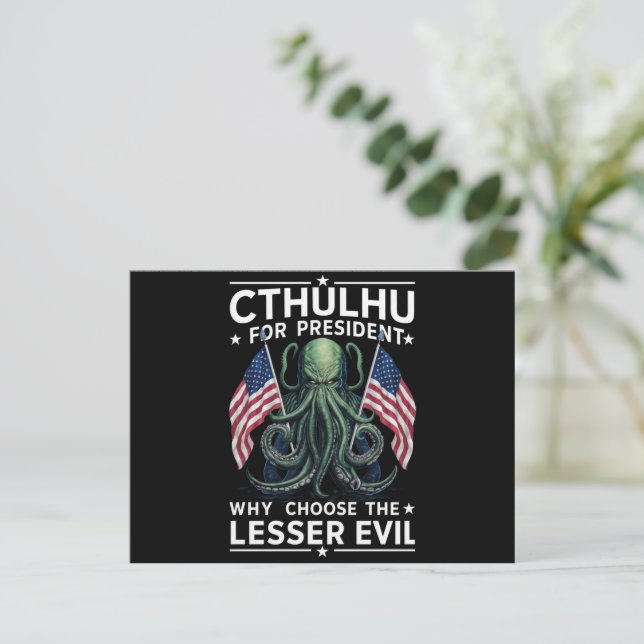 Funny 2024 Elections Cthulhu For President  Postcard (Standing Front)