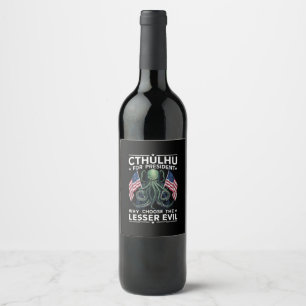 Funny 2024 Elections Cthulhu For President  Wine Label