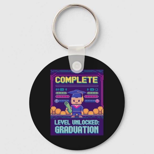 Funny 2025 Gamer Level Complete Master College Gra Key Ring (Front)