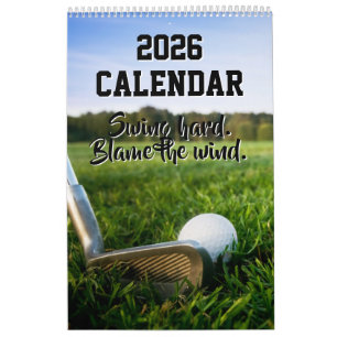 Funny 2026 Calendar Golf Quotes Golfer Dad Coach