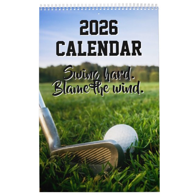 Funny 2026 Calendar Golf Quotes Golfer Dad Coach (Cover)