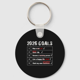 Funny 2026 Goals Hilarious New Year Sarcastic Key Ring