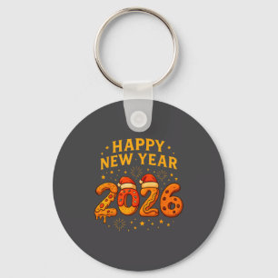 Funny 2026 Happy New Year Food Zza Donut For Kids  Key Ring