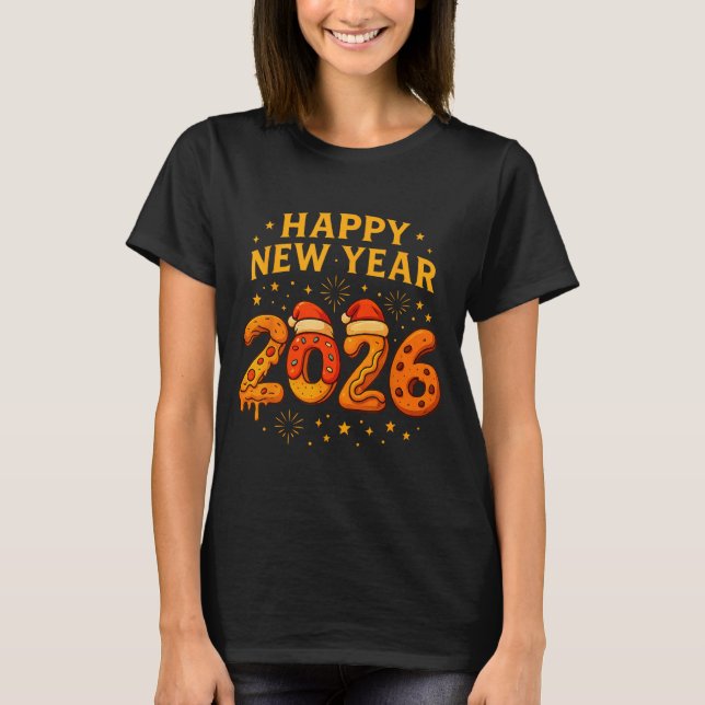 Funny 2026 Happy New Year Food Zza Donut For Kids  T-Shirt (Front)