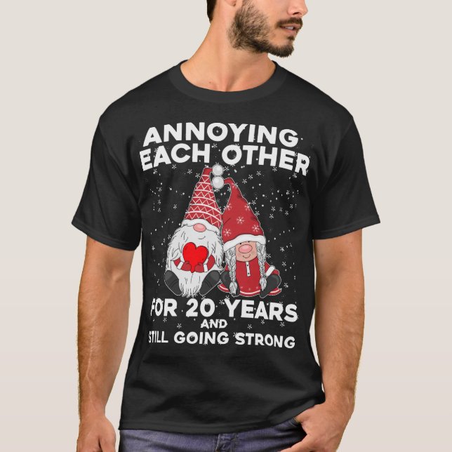Funny 20 Years Christmas Gnomes Couple Marriage An T-Shirt (Front)