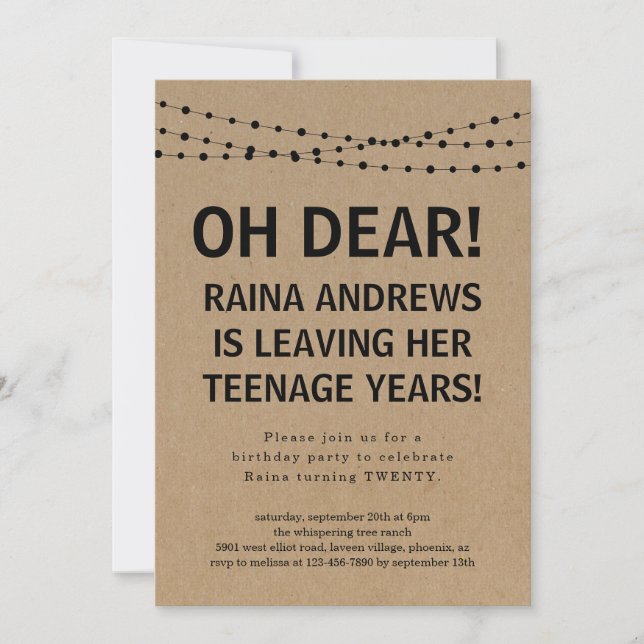 Funny 20th Birthday Invitation (Front)
