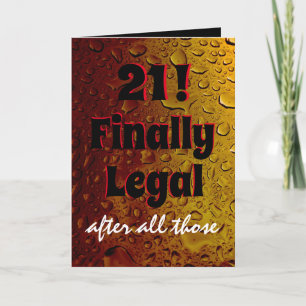 Funny 21 Birthday Black Red "Finally Legal" Beer Card