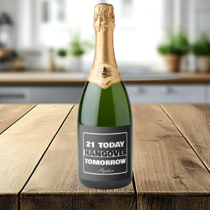 Funny 21th birthday drinking sparkling wine label