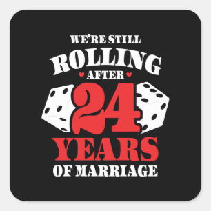 Funny 24th Anniversary Couples Married 24 Years Square Sticker