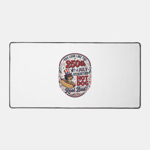 Funny 250th 4th of July Hot Dog Dachshund Desk Mat