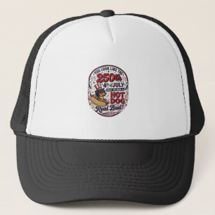 Funny 250th 4th of July Hot Dog Dachshund Trucker Hat