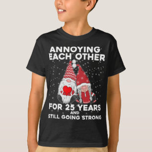 Funny 25 Years Christmas Gnomes Couple Marriage An T-Shirt