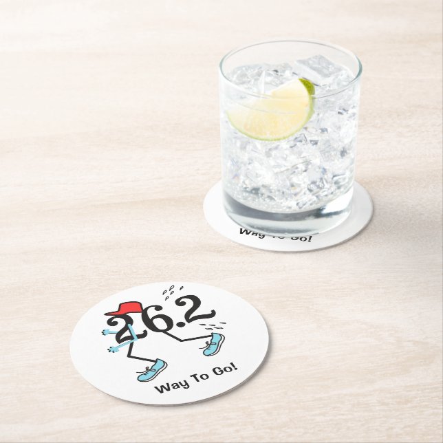 Funny 26.2 Marathoner Way to Go Marathon Runner Round Paper Coaster (Insitu)