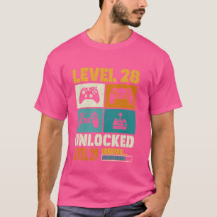 Funny 28 Years Old 28th Birthday Vintage Level 28  T-Shirt