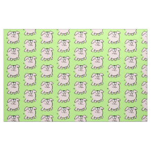 Funny 2 Cartoon Illustration Pig Choose Colour F Fabric