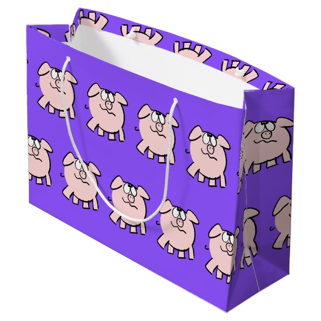 Funny 2 Cartoon Pig  Baby Choose Colour L Gift Large Gift Bag (Back Angled)
