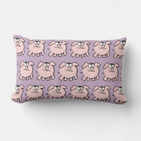 Funny 2 Cartoon Pig Choose Colour Lumbar Pillow