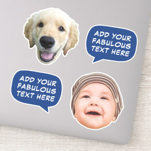Funny 2 Photo & Word Bubble Text Custom-Cut Vinyl