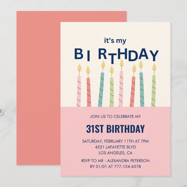Funny 31st birthday invitations Birthday Candle (Front/Back)