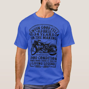 Funny 34 Years Old Biker Retro Style Classic Motor T-Shirt