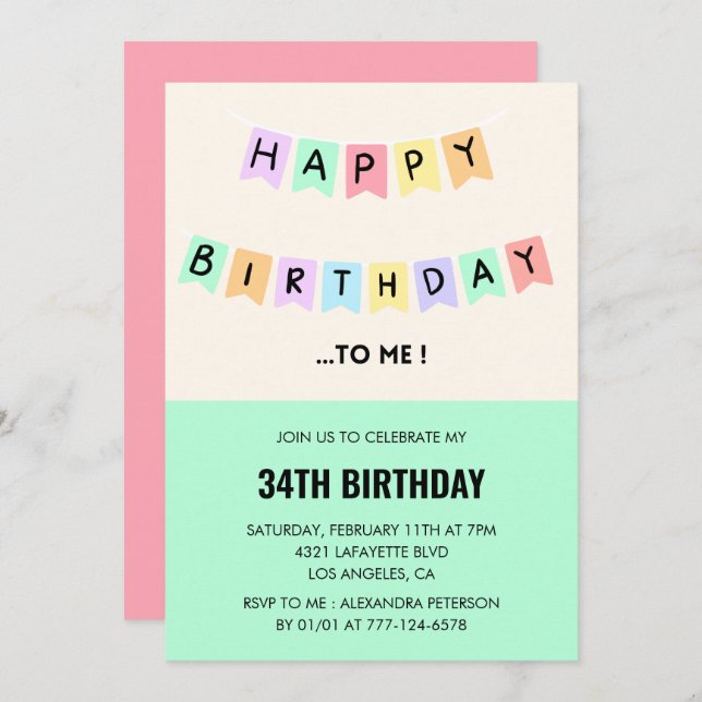  Funny 34th birthday invitations Happy Birthday (Front/Back)