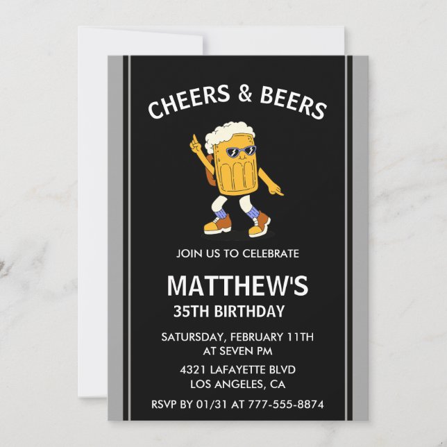 Funny 35th birthday invitations Cheers and Beers  (Front)