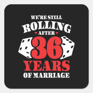 Funny 36th Anniversary Couples Married 36 Years Square Sticker
