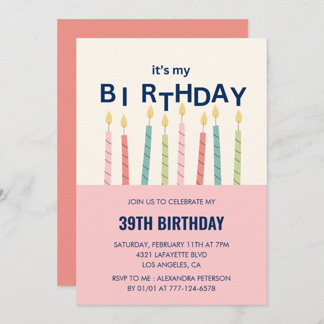 Funny 39th birthday invitations Humour Candle (Front/Back)