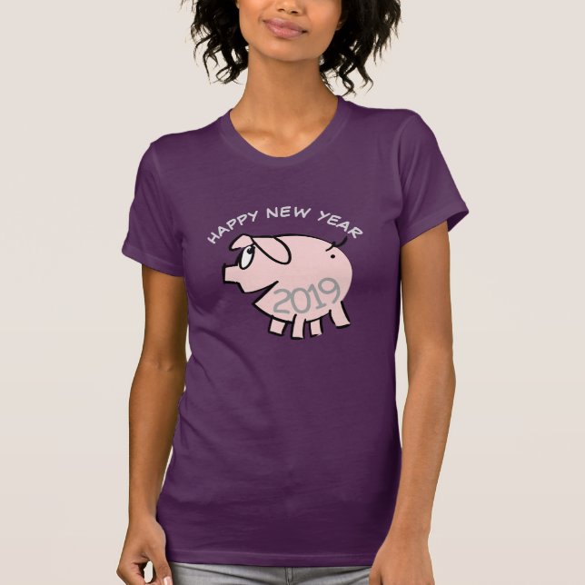 Funny 3 Cartoon Illustration Pig  Year 2019 Woman T-Shirt (Front)
