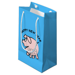 Funny 3 Cartoon Pig Year 2019 Small Gift Bag