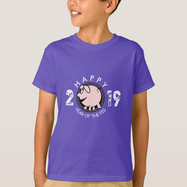 Funny 3 Cartoon Pig Year custom 2019 Kids Tee (Front)