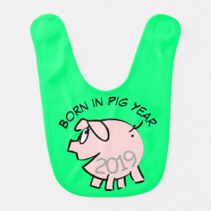Funny 3 Cartoon Pink Pig  2019 Choose colour Baby  Bib