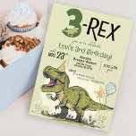 Funny 3-Rex Dinosaur Cartoon 3rd Birthday Party Invitation<br><div class="desc">This funny & super cute dinosaur cartoon Jurassic theme 3rd birthday party invitation with punny sayings such as "3-Rex" and "RSVP to Mama-saurus" is the perfect invite to celebrate your little Dino lover! Easily personalise the front & back side wording. Check out the entire collection including a "Three-Rex" invitation, matching...</div>