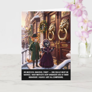 Funny 3D Anthropomorphic Victorian Cats Christmas Card