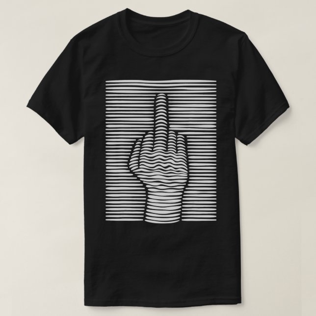 Funny 3D Effect Middle Finger  T-Shirt (Design Front)