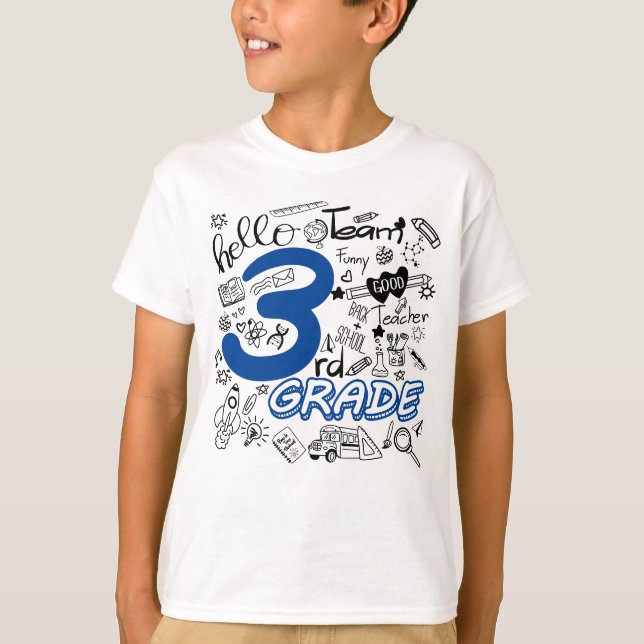 Funny 3rd Grade Back to School Kids and Teacher T-Shirt (Front)